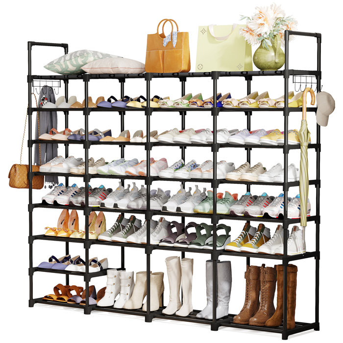 Rebrilliant 58 Pairs Large Shoe Rack Shoe Shelf Boots Shoe Organizer